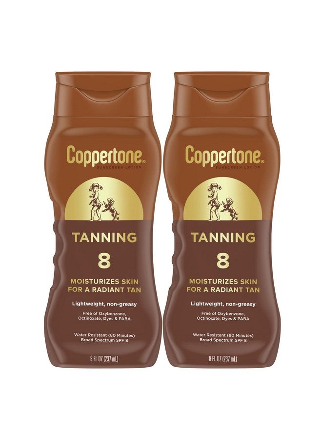 Coppertone Tanning Sunscreen Lotion Water Resistant Body Sunscreen Spf 8 Broad Spectrum Spf 8 Sunscreen Pack 8 Fl Oz Bottle Pack Of 2 - Image 2