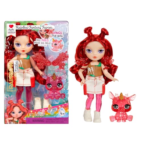 Rainbow High Littles Rainbow Fantasy Fairies Pet Apple Red 55 Posable Small Doll Fantasy Deer Pet with Interchangeable Fairy Wings Kids Gift 4 - Image 1