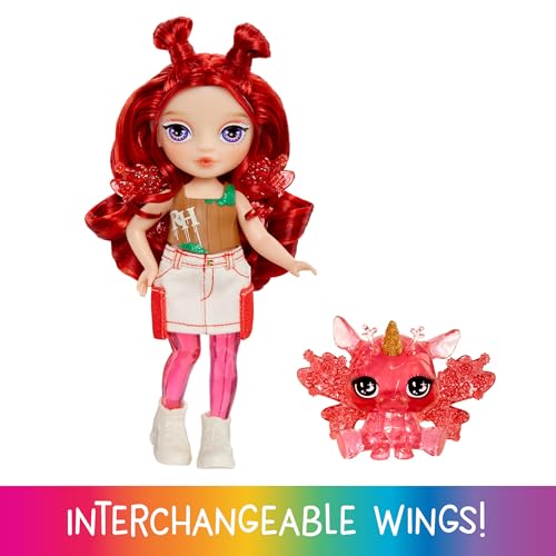 Rainbow High Littles Rainbow Fantasy Fairies Pet Apple Red 55 Posable Small Doll Fantasy Deer Pet with Interchangeable Fairy Wings Kids Gift 4 - Image 3
