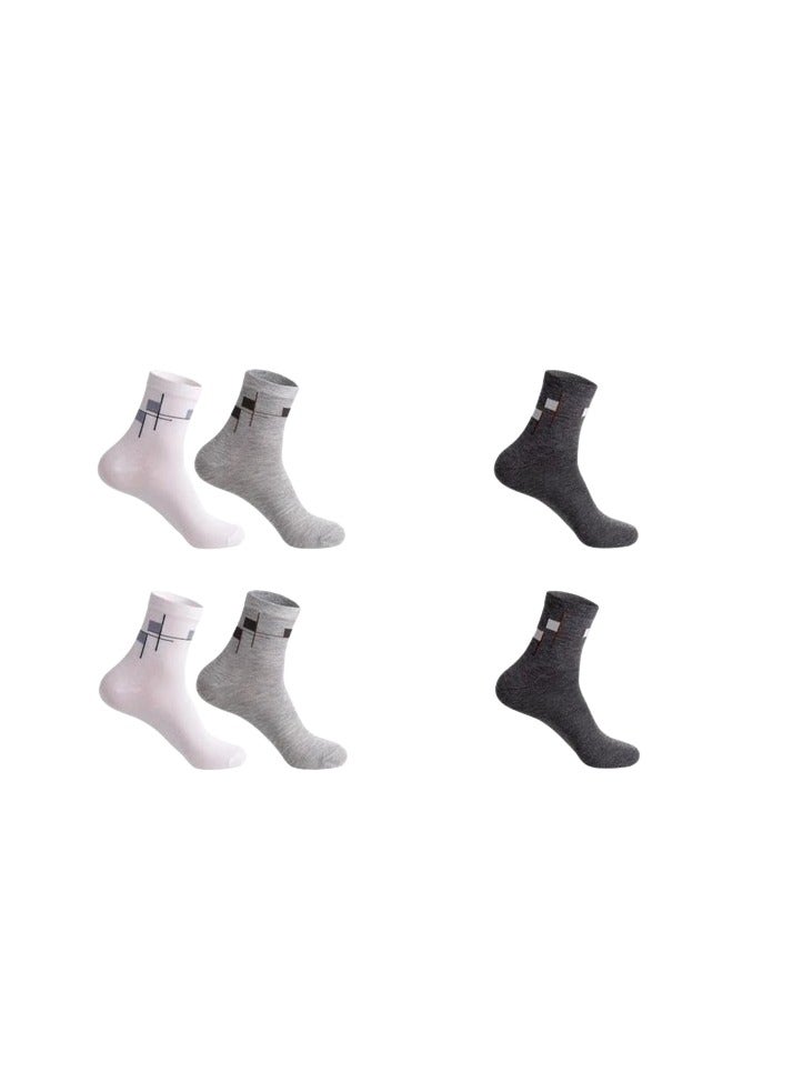 Unisex Crew Socks – 3 Pairs Cotton Blend Breathable Everyday Socks for Men & Women – Stylish Geometric Design  - Image 1