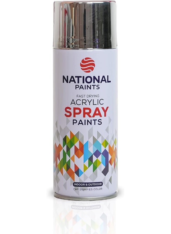 ناشونال بينتس طلاء بخاخ أكريليك سريع الجفاف - MIRROR CHROME SILVER 666 - Image 1