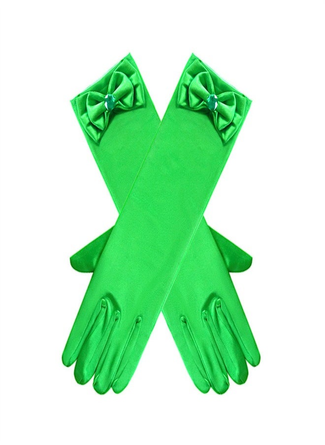 Loquat Girls' Spring and Autumn Long Gloves Green  - Image 1