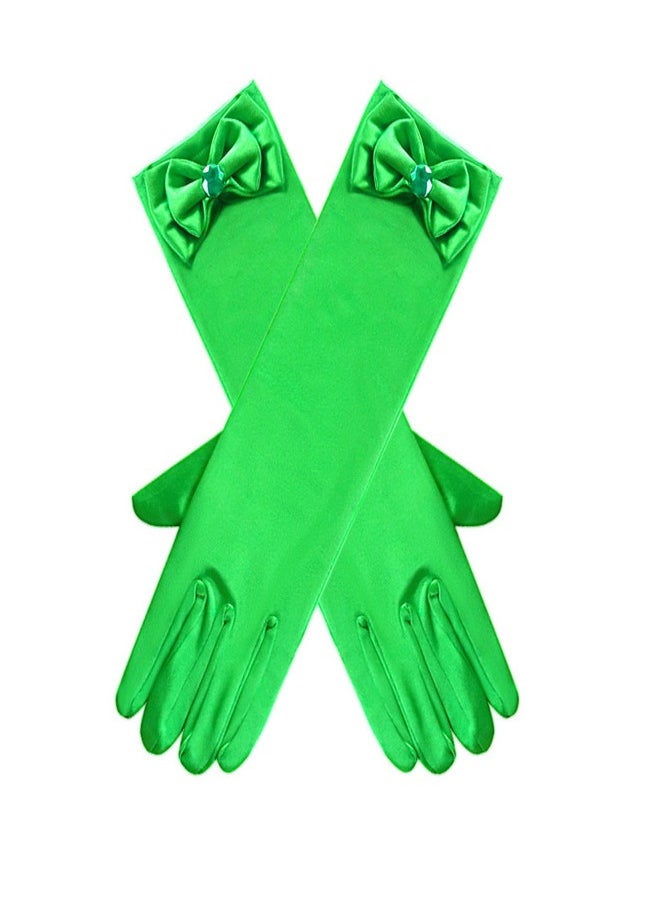 Loquat Girls' Spring and Autumn Long Gloves Green  - Image 2