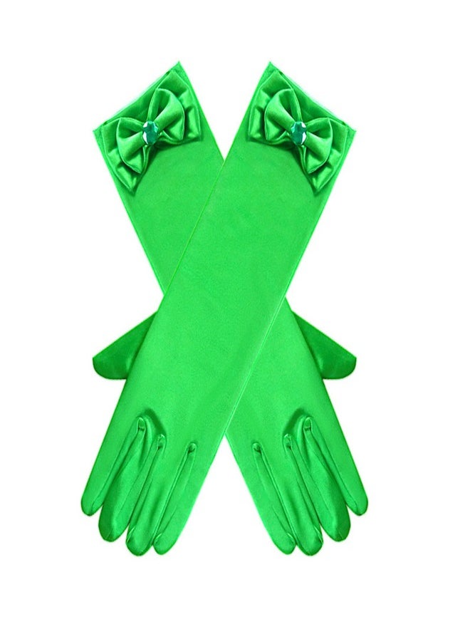 Loquat Girls' Spring and Autumn Long Gloves Green  - Image 3