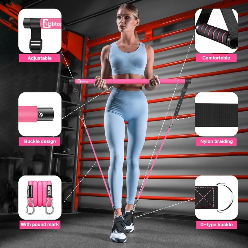Bbtops Pilates Bar Kit with Resistance Bands,Pilates Bar with Stackable Bands Workout Equipment for Legs,Hip,Waist and Arm,Exercise Fitness Equipment for Women & Men Home Gym Yoga Pilates - Image 4