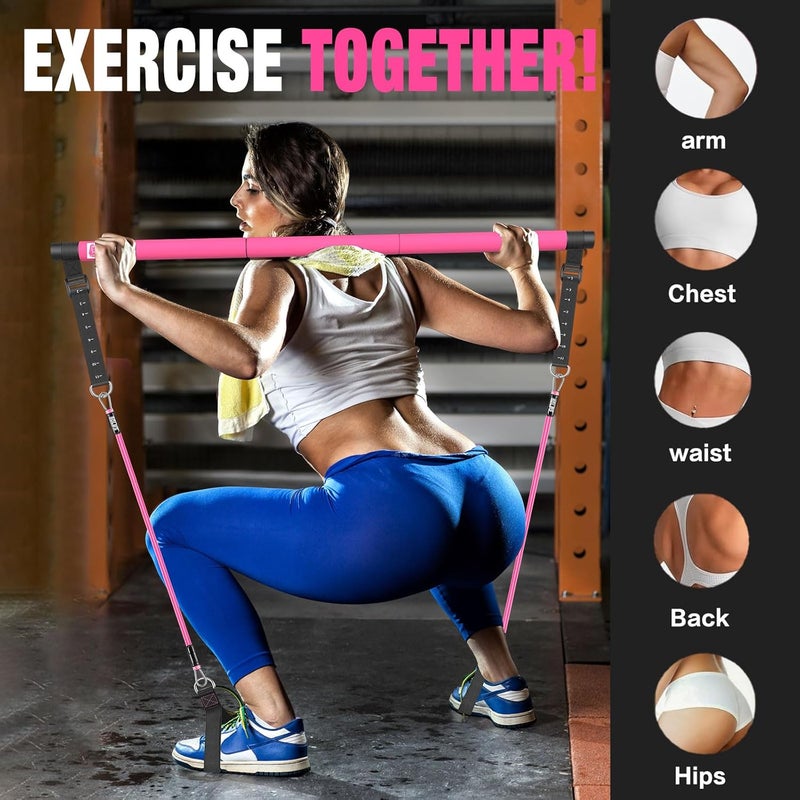 Bbtops Pilates Bar Kit with Resistance Bands,Pilates Bar with Stackable Bands Workout Equipment for Legs,Hip,Waist and Arm,Exercise Fitness Equipment for Women & Men Home Gym Yoga Pilates - Image 2