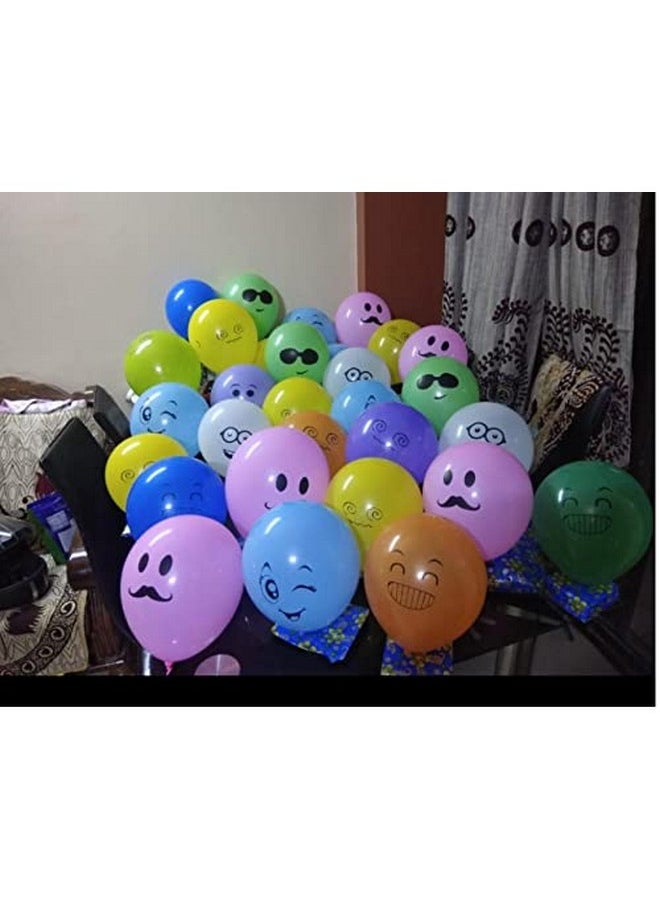 HK Balloons - Emoji Smiley Face Expression Rubber Balloons For Kids Birthday Decorations Return Gifts(Multicolor, Pack Of 30) - Image 1