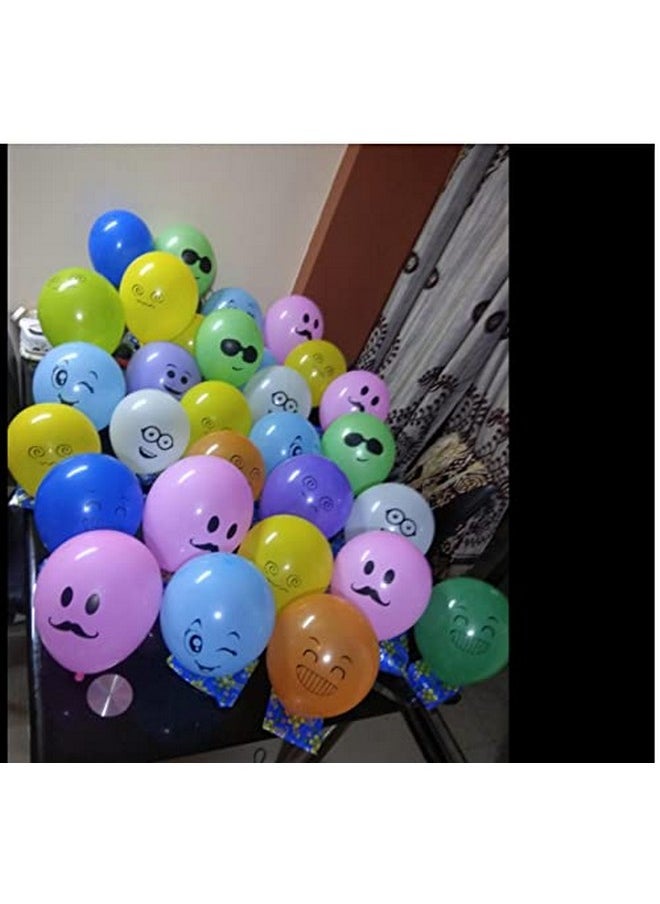 HK Balloons - Emoji Smiley Face Expression Rubber Balloons For Kids Birthday Decorations Return Gifts(Multicolor, Pack Of 30) - Image 1
