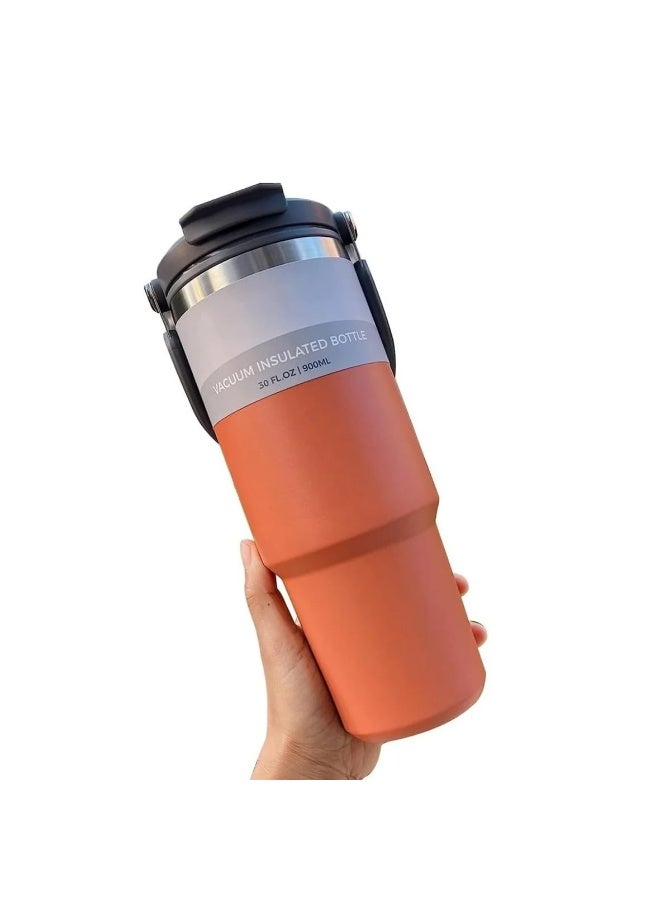 600ML Vacuum Insulated Stainless Steel Travel Mug with Handle Lid – Leak Proof Thermal Coffee Cup for Hot & Cold Drinks, Portable Tumbler for Office, Car, Gym & Outdoor Use - Image 2