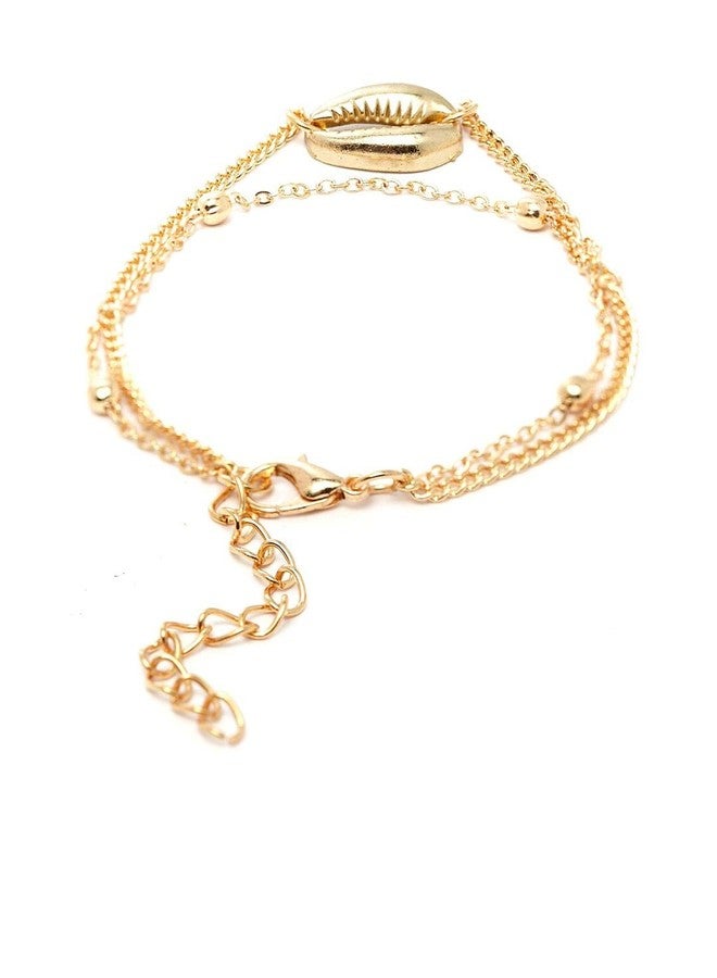 OOMPHelicious Jewellery Gold Tone Multi Layer Sea Shell Beach Fashion Anklet (Single Piece) For Women & Girls - Image 3