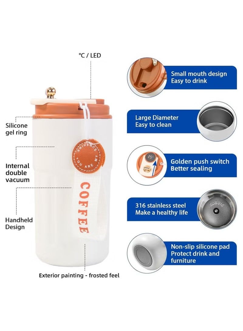 Arabest Coffee Mug, Insulated Travel Coffee Mug with Temperature Display, 316 Stainless Steel Vacuum Coffee Cup, Double Wall Leak-Proof Thermos Vacuum Tumbler, Smart Purple - Image 5