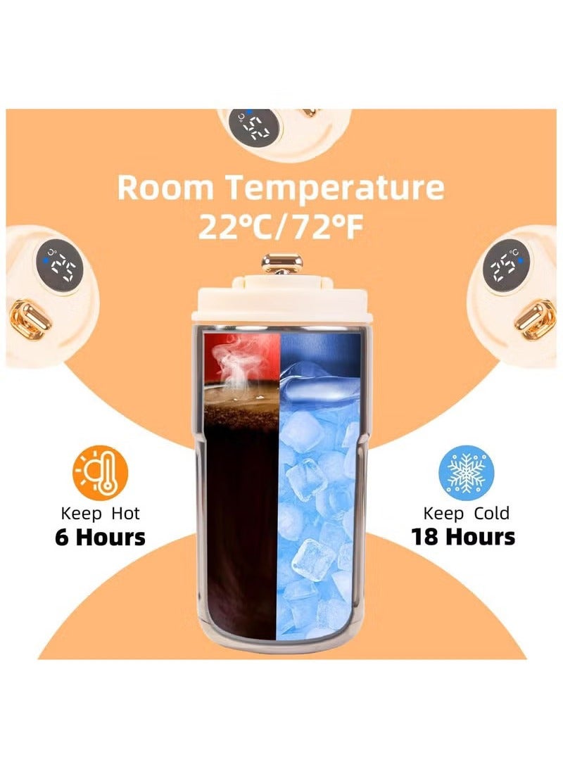 Arabest Coffee Mug, Insulated Travel Coffee Mug with Temperature Display, 316 Stainless Steel Vacuum Coffee Cup, Double Wall Leak-Proof Thermos Vacuum Tumbler, Smart Purple - Image 3