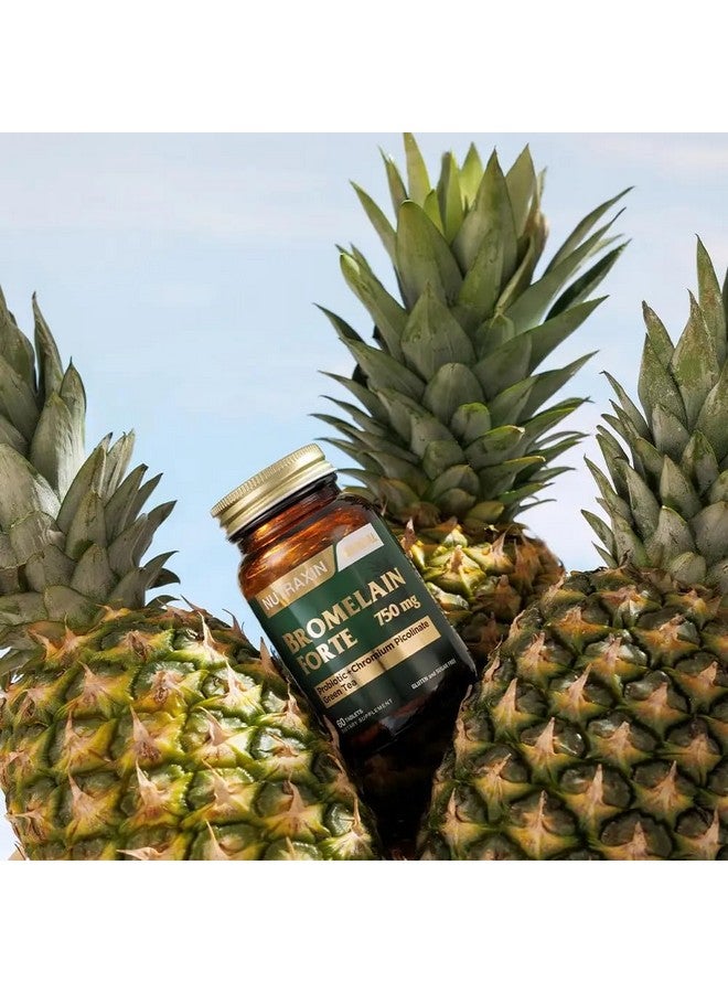 NUTRAXIN نوتراكسين بروميلين فورت - 2400 GDU/g بروميلين مع مستخلص الشاي الأخضر، الكروم والبروبيوتيك - 60 قرص - دعم هضمي وعملي - مكمل غذائي - Image 2