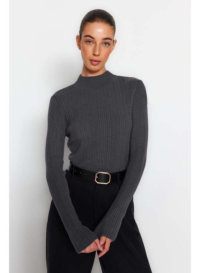 trendyol Anthracite Stand-up Collar Knitwear Sweater TWOAW24KZ00329 - Image 1