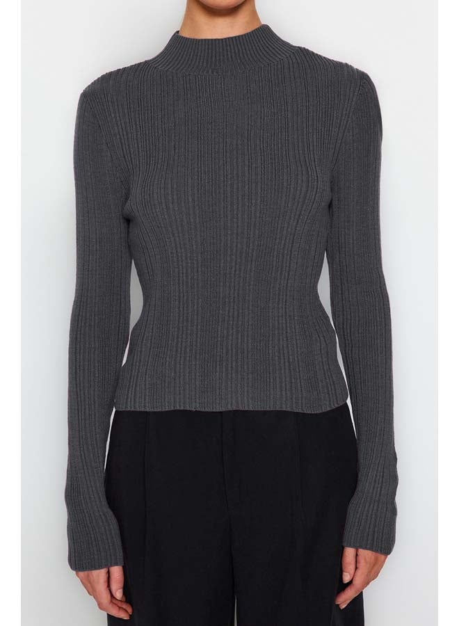 trendyol Anthracite Stand-up Collar Knitwear Sweater TWOAW24KZ00329 - Image 4