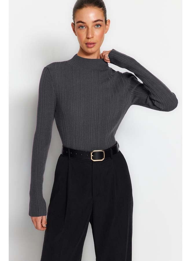trendyol Anthracite Stand-up Collar Knitwear Sweater TWOAW24KZ00329 - Image 3