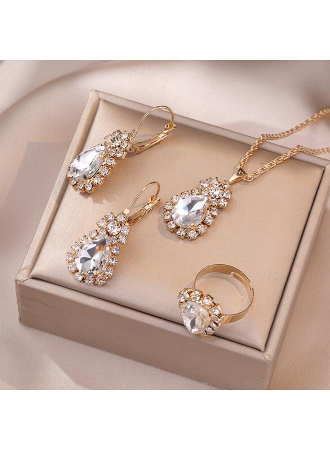 Necklace Female Net Red Emerald Zircon Niche Earrings Pendant High Sense Suit Titanium Steel Clavicle Chain 