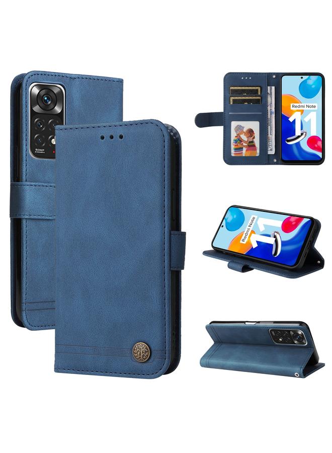 Zaboon Case For Infinix Note 11 Skin Feel Life Tree Metal Button Leather Phone Case - Image 1