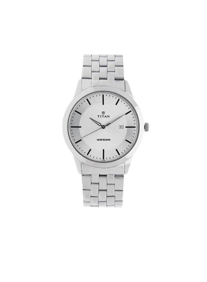 تيتان ساعة يد رجالية من الستانلس ستيل دائرية بعقارب - Image 1