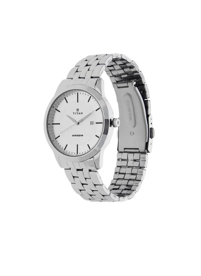 تيتان Men Analog Round Shape Stainless Steel Wrist Watch - 1584SM03 - 49.5 Mm