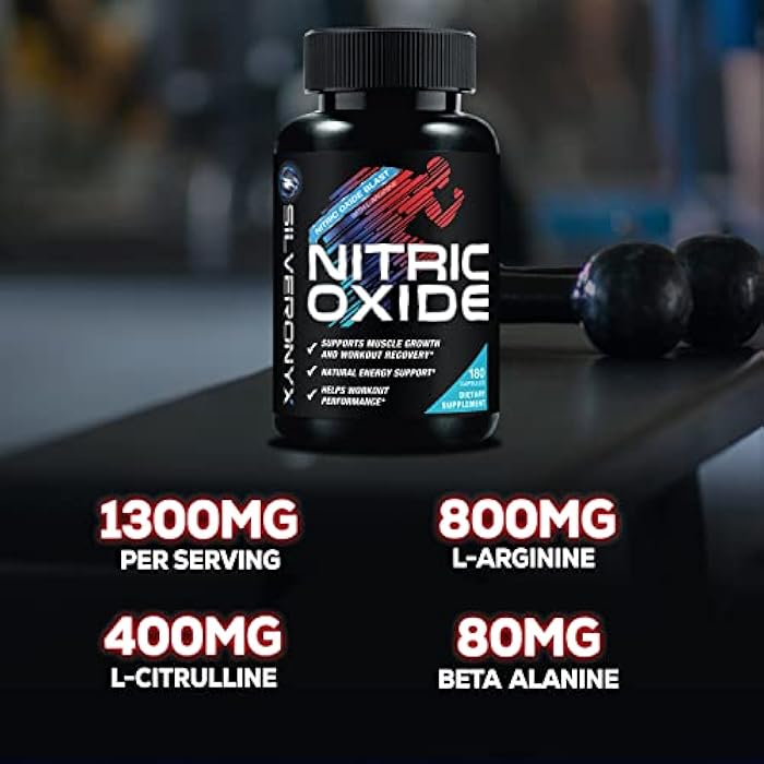 SilverOnyx Extra Strength Nitric Oxide Booster - 3X Strength L-Arginine, Citrulline, & Beta Alanine - Premium Nitric Booster Natural Energy, Muscle & Heart Support, Bottled in USA for Men & Women - 180 Capsules - Image 5