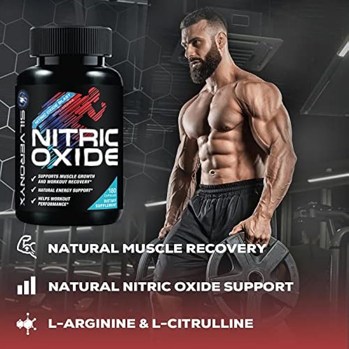 SilverOnyx Extra Strength Nitric Oxide Booster - 3X Strength L-Arginine, Citrulline, & Beta Alanine - Premium Nitric Booster Natural Energy, Muscle & Heart Support, Bottled in USA for Men & Women - 180 Capsules - Image 3