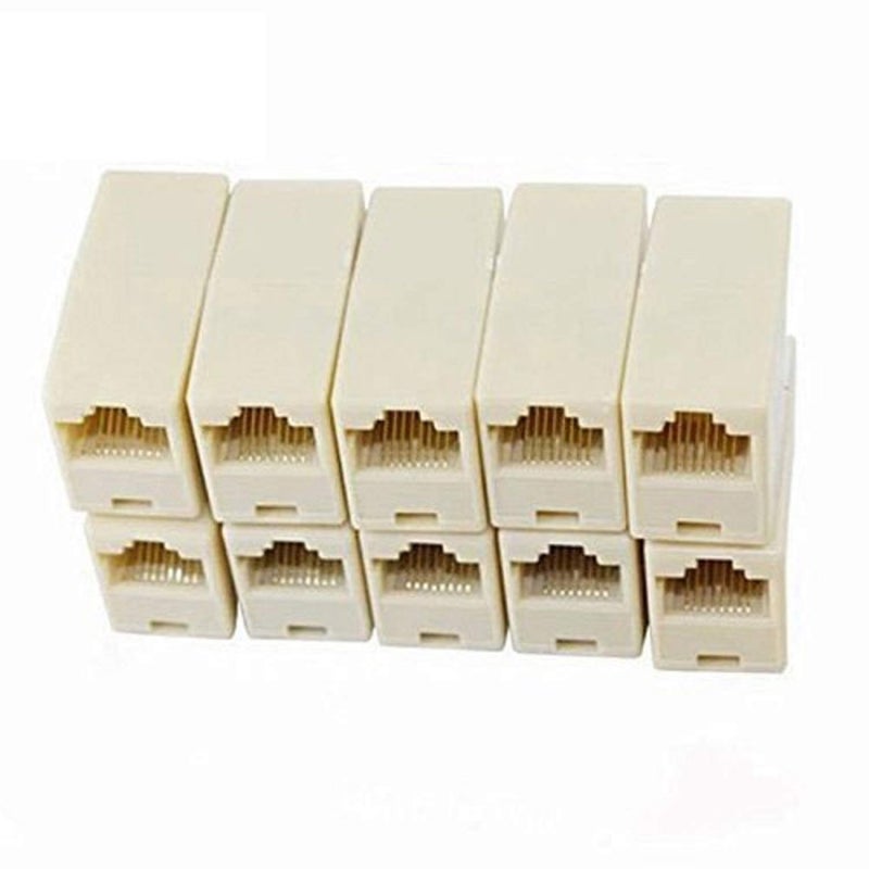 MVTECH Pack -10 RJ45 Coupler Cat7, Cat6 Cat5e RJ45 8P8C LAN Extension Jointer Extending the Ethernet Cables Female to Female Connector For Server, Router, Modem -White - Image 1