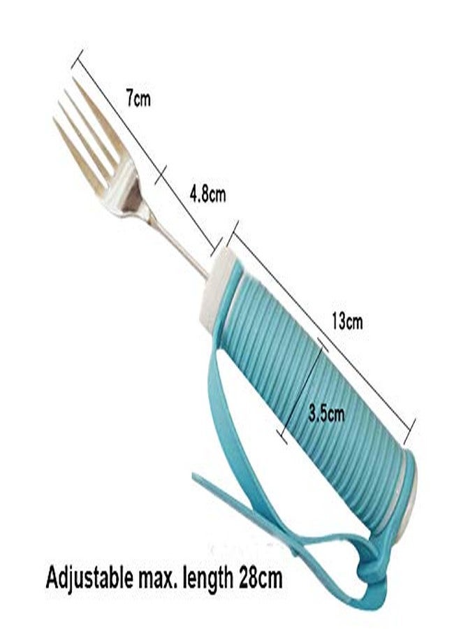 DOPHO Flexible Stainless Steel Spoon and Fork Set with Adjustable Strap 360 Degree Rotated Eating AIDS Utensils for Disabled Patient Elder Arthritis People Handicapped (fork+spoon) - Image 3