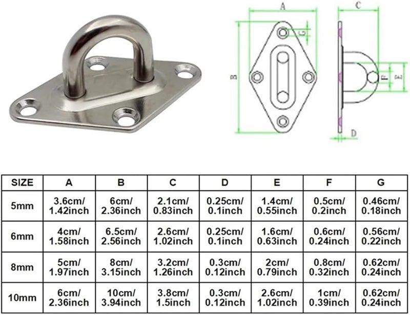 304 هوك العين من الفولاذ المقاوم للصدأ 20 قطعة لوحة عين 8 مم للتثبيت والتعليق - Image 3