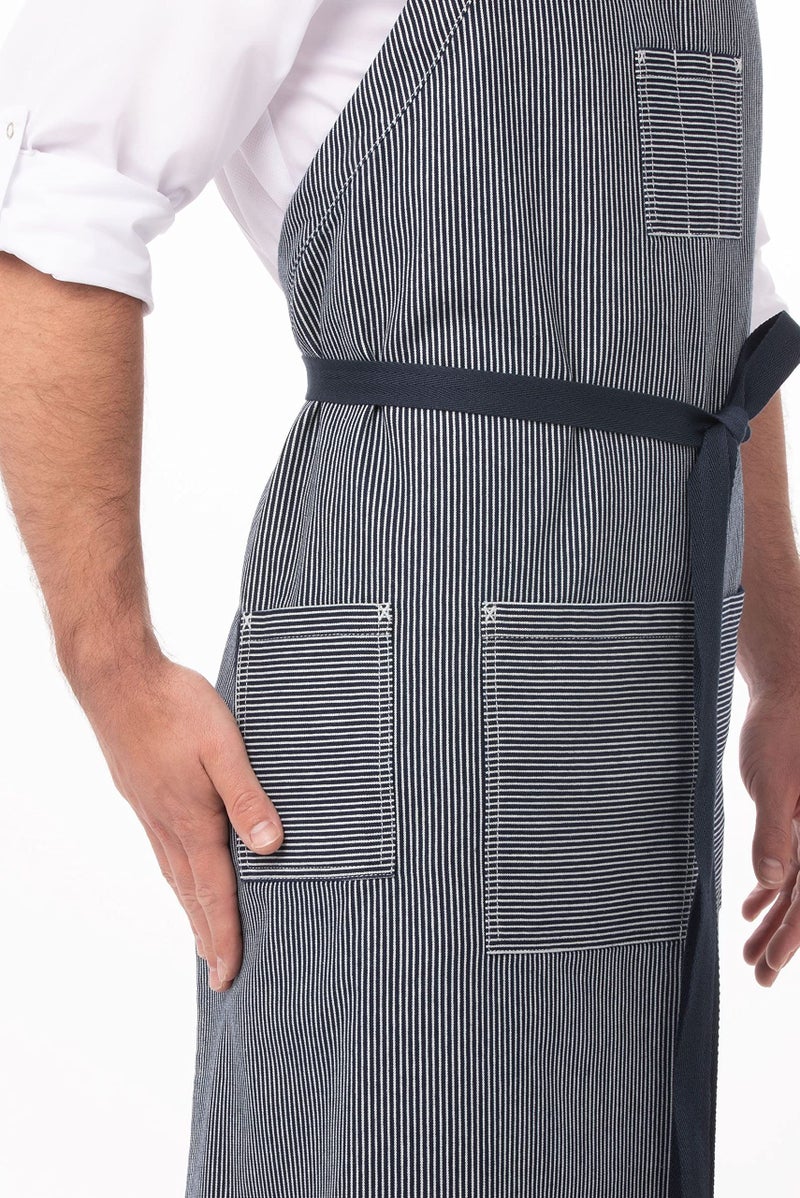 Chef Works Unisex Portland Chefs Bib Apron, Indigo Blue, One Size - Image 5