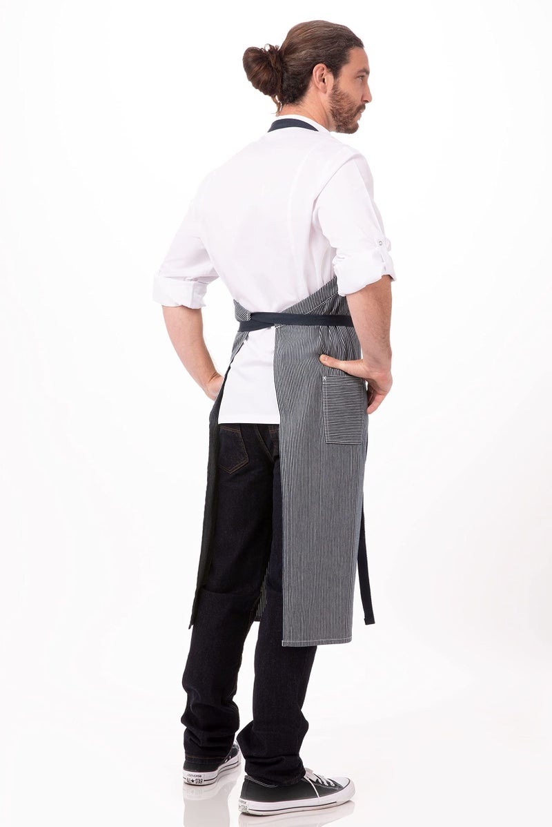 Chef Works Unisex Portland Chefs Bib Apron, Indigo Blue, One Size - Image 2