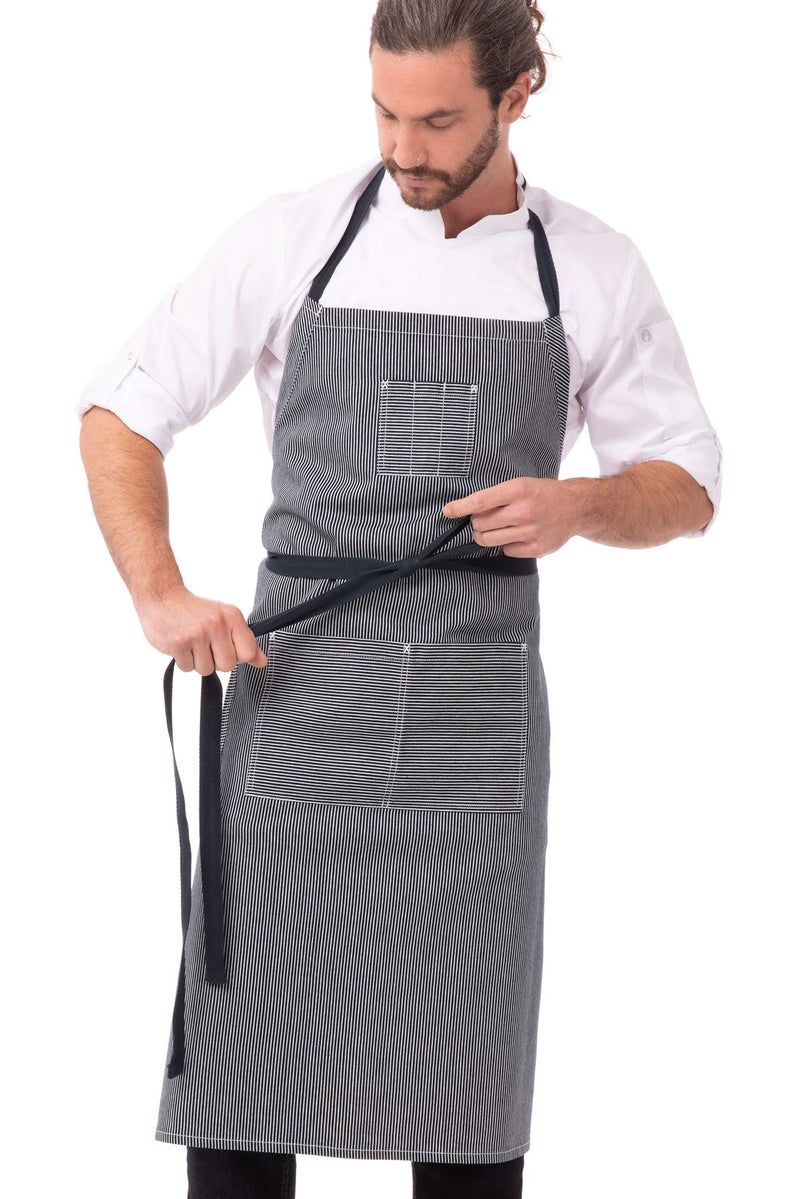 Chef Works Unisex Portland Chefs Bib Apron, Indigo Blue, One Size - Image 1