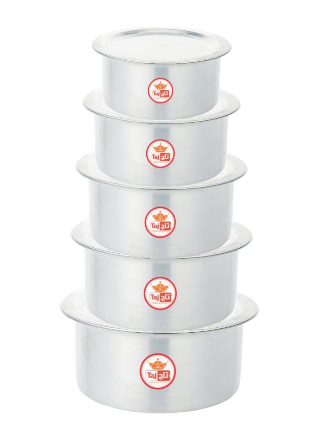 TAJ 10-Pieces Aluminium Cooking Pot Casseroles Cookware Set Tope 3250 / 4000 / 4750 / 5500 & 7000ml 
