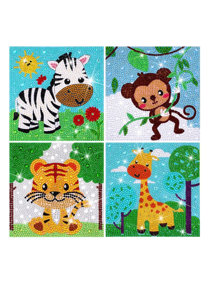 5D Diamond Painting Kit for Kids 4 Pcs DIY Craft Set for Home Decor Easy Fun Art Activity Gifting - Image 1