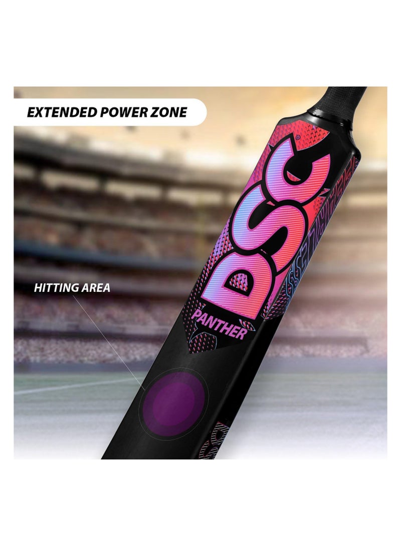 DSC Panther Plastic Cricket Bat With Pvc Ball  Lightweight Tennis Ball Bat For Kids  Durable Gully/Turf Cricket Bat For Boys & Girls  Outdoor Play Sports Toy  Black Color|Size-6 - Image 2