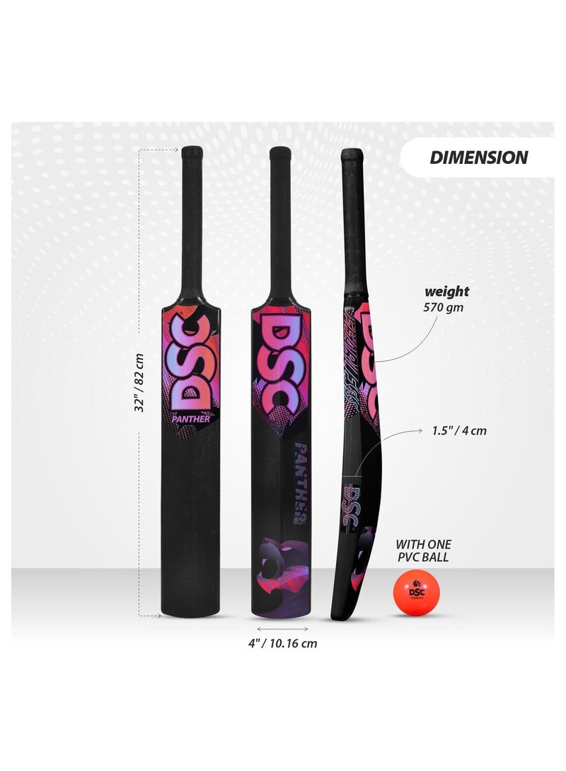DSC Panther Plastic Cricket Bat With Pvc Ball  Lightweight Tennis Ball Bat For Kids  Durable Gully/Turf Cricket Bat For Boys & Girls  Outdoor Play Sports Toy  Black Color|Size-6 - Image 3