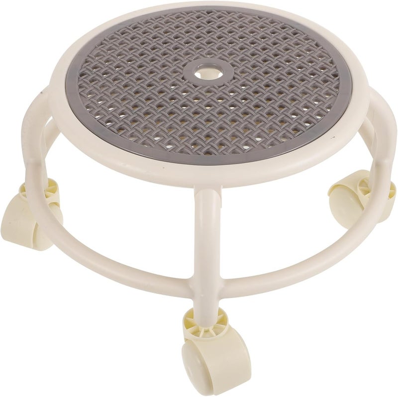 Low Stool with Wheels Rolling Pedicure Stool Small Grey for Home Spa Nail Salon Footrest Seating - Image 1