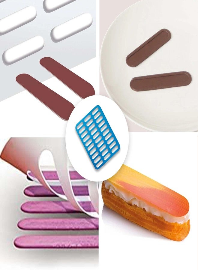 MoldBerry Silicone Chablon Oval Eclair Mold – Large Rectangle Shape Chocolate Stencil Mat for Garnishing, Dessert Decoration, Professional Baking Tray Sheet – 39.8 x 30 cm (Mlticolour) - Image 3