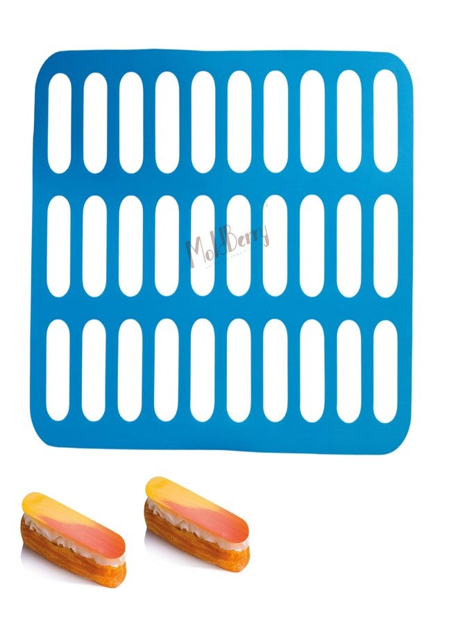 MoldBerry Silicone Chablon Oval Eclair Mold – Large Rectangle Shape Chocolate Stencil Mat for Garnishing, Dessert Decoration, Professional Baking Tray Sheet – 39.8 x 30 cm (Mlticolour) - Image 1