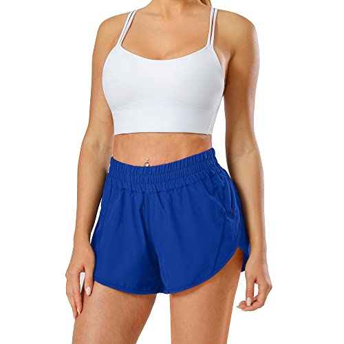 Aurefin Athletic Shorts for Women,Women's Quick Dry Workout Sports Active Running Track Shorts with Elastic and Zip PocketsSky Blue/Medium - Image 5