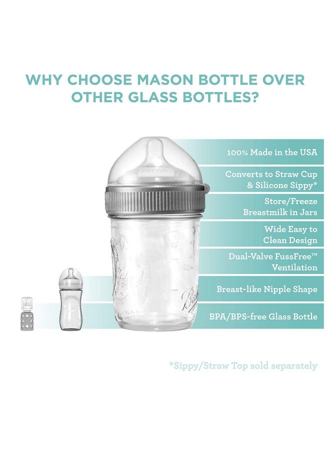 Mason Bottle Silicone Nipples: Flexible Flow For 6+ Months Transitional Flow Wide Naturalshaped Make A Bpafree Glass Baby Bottle Using Any Regularmouth Mason Jar 100% Made In The Usa (2 Pack) - Image 4