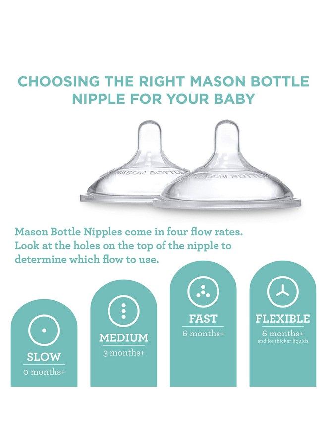 Mason Bottle Silicone Nipples: Flexible Flow For 6+ Months Transitional Flow Wide Naturalshaped Make A Bpafree Glass Baby Bottle Using Any Regularmouth Mason Jar 100% Made In The Usa (2 Pack) - Image 3