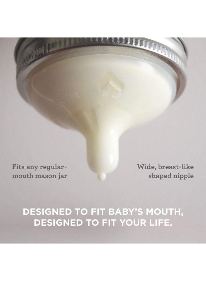 Mason Bottle Silicone Nipples: Flexible Flow For 6+ Months Transitional Flow Wide Naturalshaped Make A Bpafree Glass Baby Bottle Using Any Regularmouth Mason Jar 100% Made In The Usa (2 Pack) - Image 5