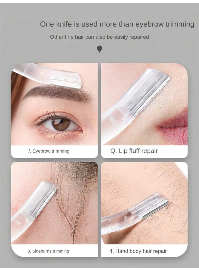 إيزي لايف مجموعة حلاقة الحواجب من 3 قطع للنساء، أدوات تشذيب محمولة باللون الأبيض للمبتدئين، أداة لطيفة لإزالة شعر الوجه والحواجب والزغب الخفيف - Image 1