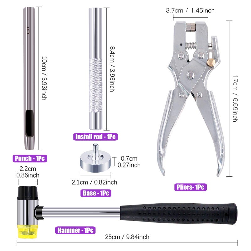 Swpeet 306Pcs 10 Colors 3/16 inch Metal Grommets Kit with Installation Tools, Eyelet Hole Punch Pliers and Soft Mallet with 100Pcs Gold Grommets, Metal Eyelets Kits Shoe Eyelets Grommet Sets - Image 3