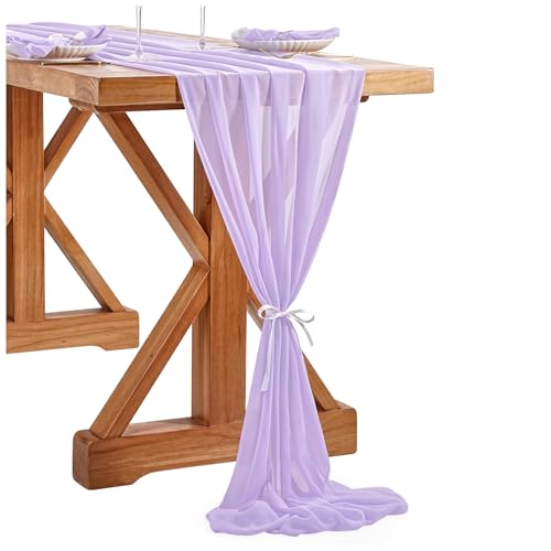 SoarDream Light Purple 27 x 120 inches Long Soft Table Runner for Wedding Chiffon Table Runners Rectange and Round Table Decorations for Birthday Parties - Image 1