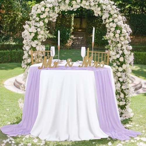 SoarDream Light Purple 27 x 120 inches Long Soft Table Runner for Wedding Chiffon Table Runners Rectange and Round Table Decorations for Birthday Parties - Image 4