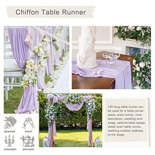 SoarDream Light Purple 27 x 120 inches Long Soft Table Runner for Wedding Chiffon Table Runners Rectange and Round Table Decorations for Birthday Parties - Image 3