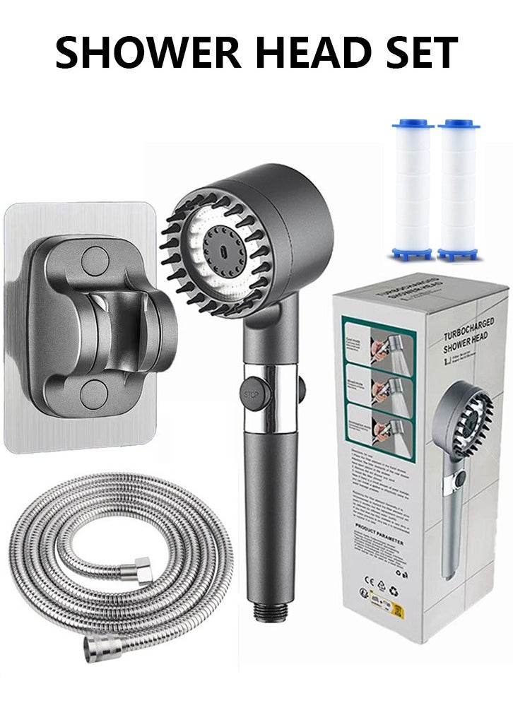 Generic Handheld Filtered Massage Shower Head with Bracket, Enjoy High Pressure, Impurity Removal, Hair Fall Prevention, and 3 Soothing Spray Modes.  - Image 1