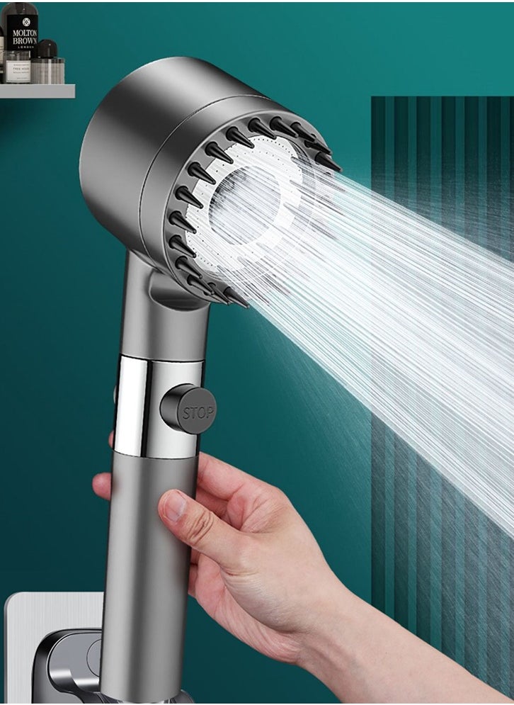 Generic Handheld Filtered Massage Shower Head with Bracket, Enjoy High Pressure, Impurity Removal, Hair Fall Prevention, and 3 Soothing Spray Modes.  - Image 2